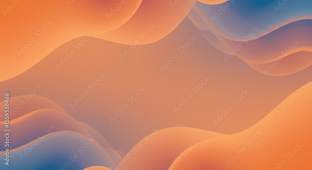 Poster photo of abstract orange and blue waves create a dynamic and artistic background with a gradient eff