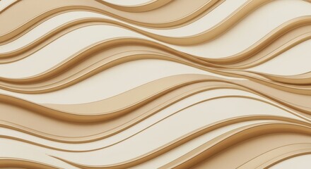 Photo of seamless pattern of abstract waves in cream and gold colors creates an elegant and luxurious background