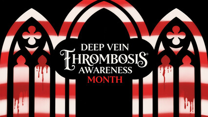 Gothic style deep vein thrombosis text, representing disease warning and cognitive promotion, used in medical science popularization and public welfare propaganda scenes.