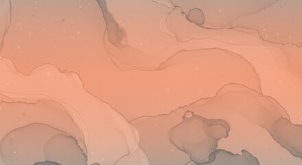 Fototapeta premium Photo of abstract fluid art background with orange brown and gray ink swirls creating a marble effect