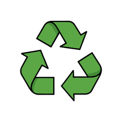 Obraz premium Green recycling symbol representing reuse, reduce, and environmental conservation, isolated.