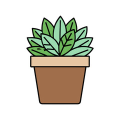 Obraz premium A potted succulent plant with vibrant green leaves, illustrated in a simple, cartoonish style.