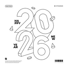 A vibrant and modern design showcasing the year 2026 in a dynamic color combinations