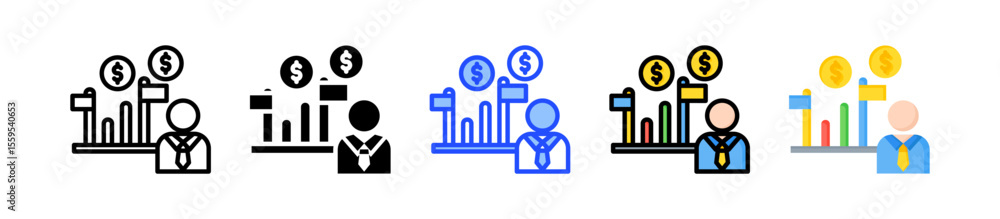 Poster sales icon collection with multiple styles