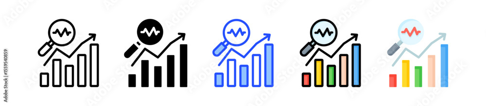 Poster sales forecast icon collection with multiple styles