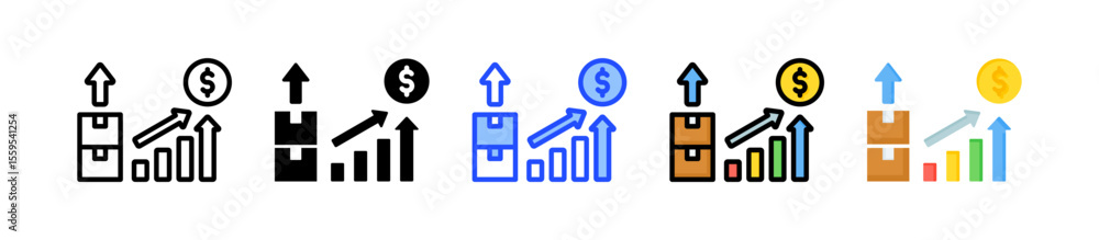 Poster sales volume icon collection with multiple styles