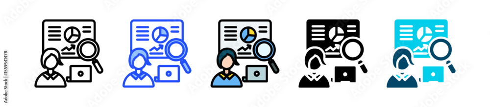 Poster analyst icon collection with multiple styles