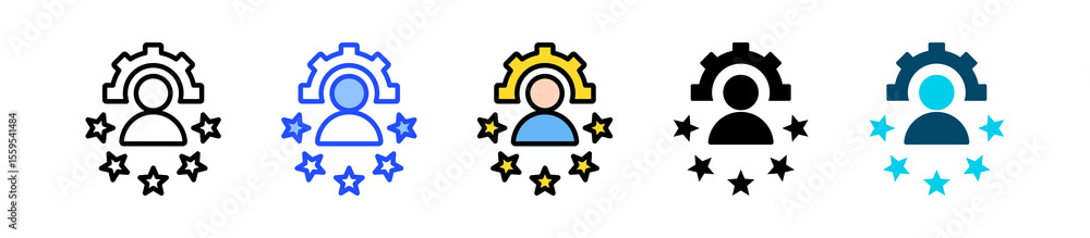 Poster expert icon collection with multiple styles
