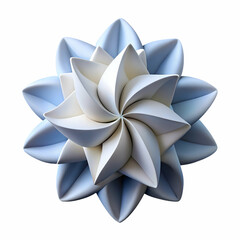 Origami flower twist in white for clean elegant abstract 3D renders and modern minimal futuristic digital backgrounds

