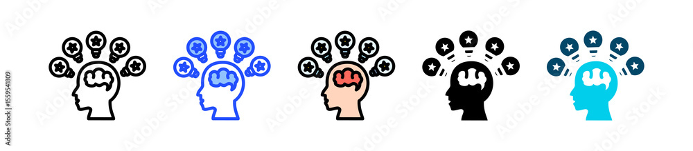 Poster cleverness icon collection with multiple styles