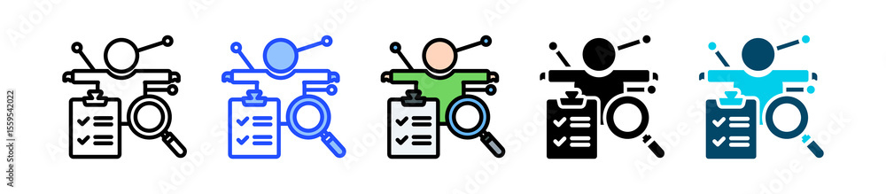 Poster examination icon collection with multiple styles