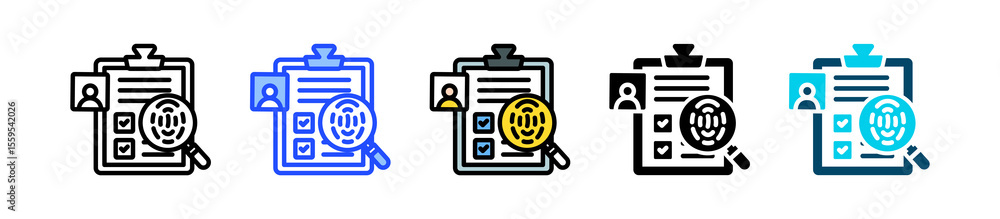 Poster investigation icon collection with multiple styles