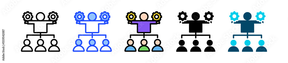 Poster facilitator icon collection with multiple styles