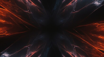 Photo of intense orange and blue abstract background with dynamic glowing lines forming a kaleidoscopic pattern