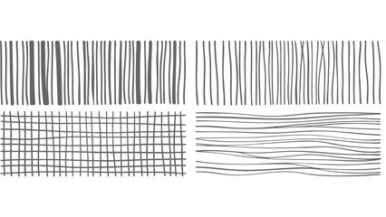 Fototapeta premium Minimal Hand-Drawn Grid and Wavy Line Art Set