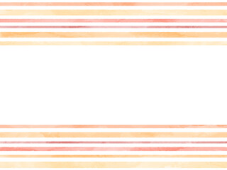 ストライプ柄の水彩のフレームイラスト オレンジ