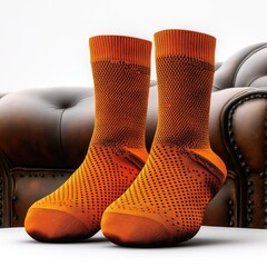 Pair of orange patterned socks