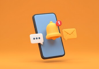 3d Mobile phone held in hand displaying a message in vector style