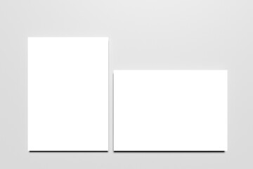 A4, A5, blank mockup isolated 3d rendering. Paper, Magazine Gray background
