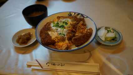 Katsudon in a Japanese restaurant