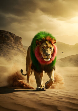 lion on the decert.