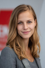 confident neuromarketer portrait positioned on left side of frame with penetrating expression