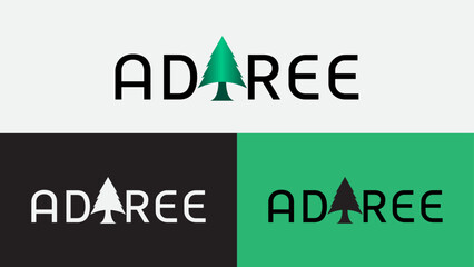 Modern Minimalist Wordmark with Pine Tree Logo for Green Forest Eco Environmental Company Logo Design