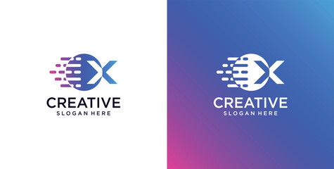 ikon logo X awal teknologi digital