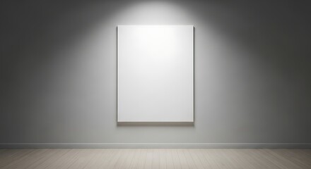 Modern gallery interior with blank canvas and spotlight for advertising design