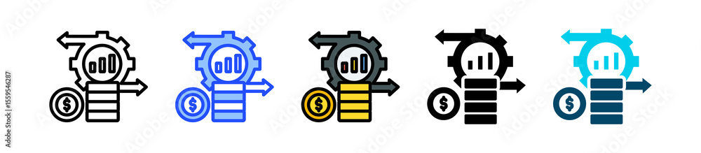 Poster cash flow icon collection with multiple styles