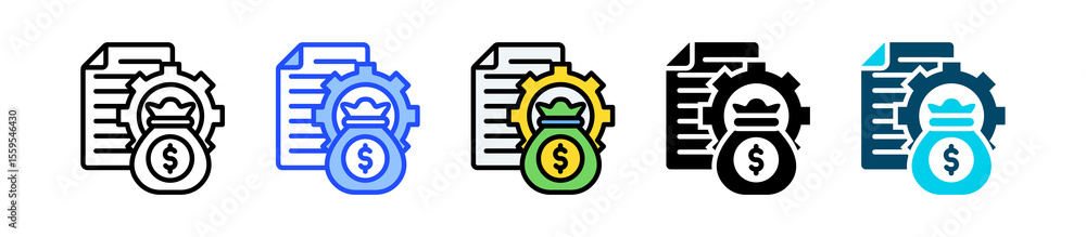 Poster compensation icon collection with multiple styles