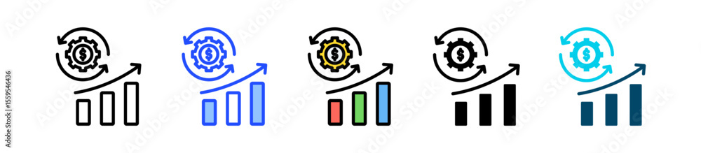 Poster revenue generation icon collection with multiple styles