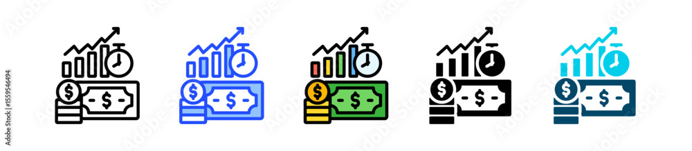 Poster revenue recognition icon collection with multiple styles