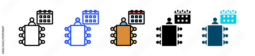 Poster weekly meeting icon collection with multiple styles