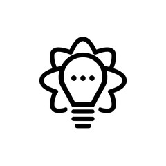 Lightbulb surrounded by science atom orbit lines representing innovative idea generation