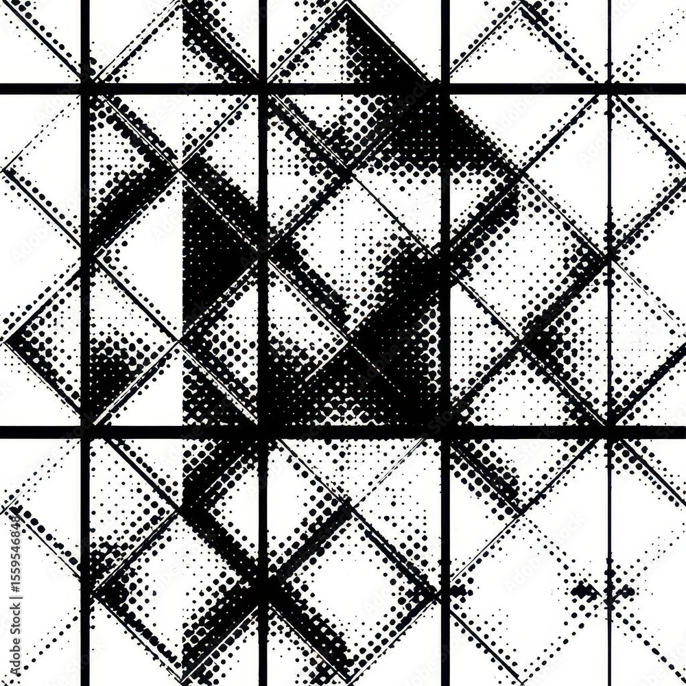 Poster abstract geometric composition: an abstract, visually striking geometric pattern in stark black and 