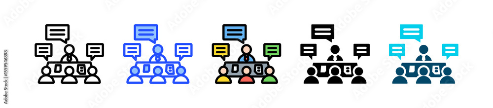 Poster review meting icon collection with multiple styles