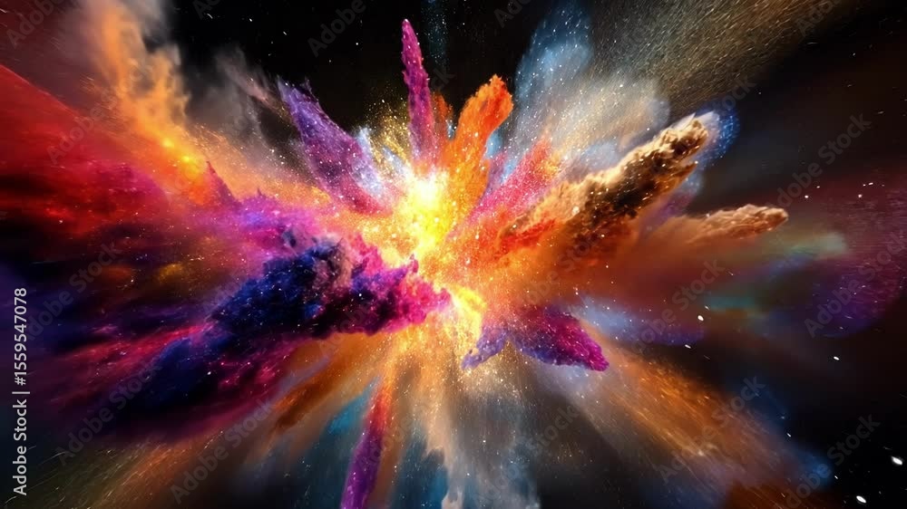 Poster nebula explosion creating colorful clouds of gas and dust, illuminating the vastness of space with v