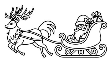 Santa with reindeer silhouette vector illustration
