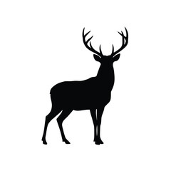 Standing Deer with Antlers Silhouette