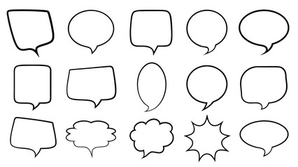 Fototapeta premium Set of Hand Drawn Speech Bubbles on tranparent background
