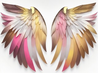 Obraz premium Beautiful angel wings with gradient colors from pink to brown, feathered texture, symmetrical design, perfect for spiritual and fantasy themes