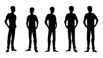 Group of silhouettes people isolated transparent background