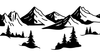 mountains silhouettes on tranparent background