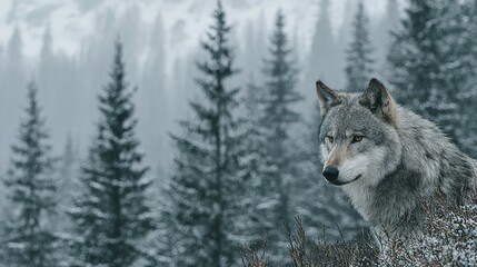 Fototapeta premium Grey wolf in a winter forest.