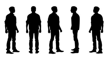Group of silhouettes people isolated transparent background