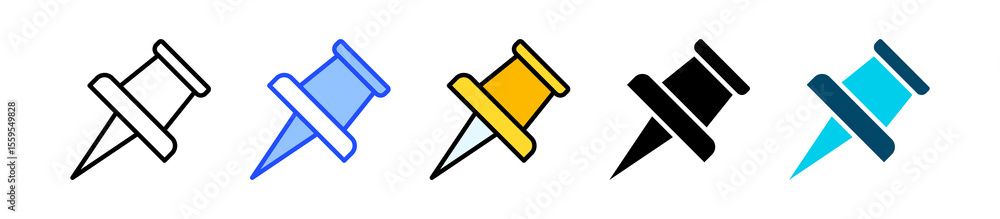 Poster push pins icon collection with multiple styles