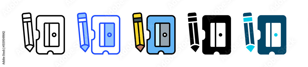 Poster sharpener icon collection with multiple styles