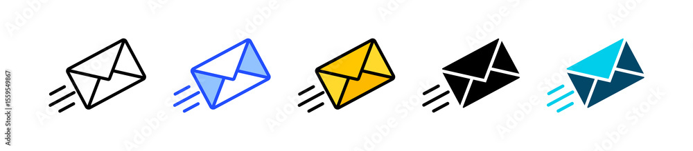 Poster envelopes icon collection with multiple styles