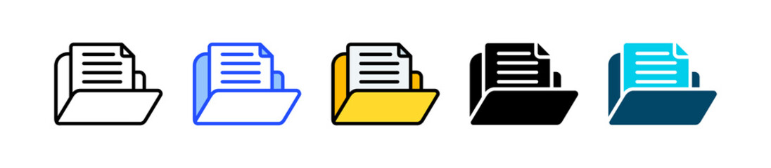 File Folder Icon Collection With Multiple Styles